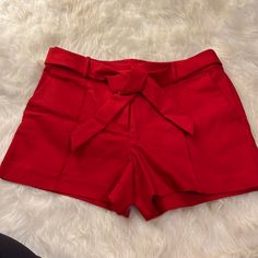 Size 12 Loft Red Dress Shorts With Matching Belt. Inseam 4 In- Length-14 In Size 12 Never Worn But No Tags Red Cotton Shorts For Day Out, Chic Red Shorts For Spring, Chic Red Spring Shorts, Chic Red Shorts For Day Out, Red Shorts For Spring Workwear, Dress Shorts, Red Dress Short, Pleated Fabric, Fabric Belt