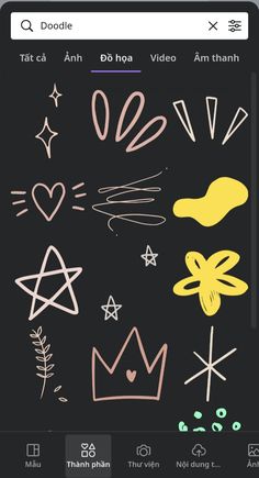 an iphone screen with various doodles on it