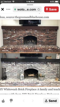 an image of a brick fireplace being advertised on the appliance store's website