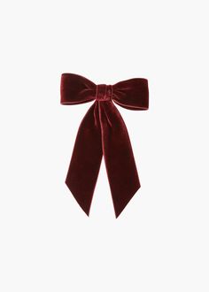 The Wide Velvet Bow Barrette is the larger sister of our classic Velvet Bow Barrette. Handmade in our Brooklyn studio, it features thick satin-edged silk velvet ribbon and a French barrette closure, making it easy to wear a multitude of ways, in any type of hair. This bow is a timeless addition to your hair collection. Dimensions: 6 x 9 inches Weight: 19g Bows For Hair, Red Hair Bows Aesthetic, Black Velvet Bow Hair, Velvet Hair Bows, Deep Red Hair, Red Bow Hair Accessories, Velvet Bow Hair Clip, Red Hair Bow, Ribbon Png