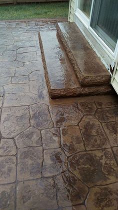 an outdoor patio that has been cleaned and stained