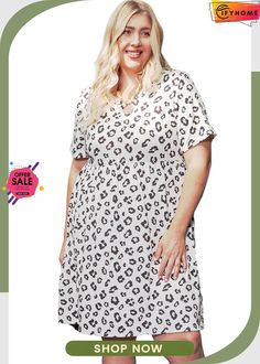 Leopard Plus Size Short Sleeve T-shirt Dress Casual Short Sleeve Shift Top, Casual V-neck T-shirt Dress, Relaxed Fit V-neck T-shirt Dress For Summer, Casual Short Sleeve Dresses For Daywear, Casual Short Sleeve Day Dress, Casual Graphic Print Dress With Relaxed Fit, Casual Graphic Print Dress In Relaxed Fit, Casual Relaxed Fit Dress With Graphic Print, Casual T-shirt Dress With Relaxed Fit And Short Sleeves