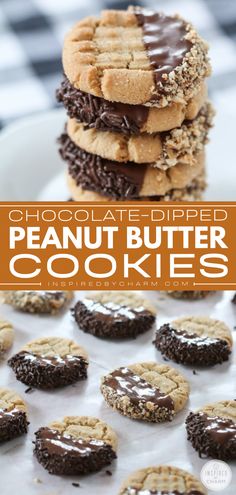 Get ready for these peanut butter cookies with a twist! Dipped in chocolate, this Christmas cookie idea has such a fun flavor upgrade. Plus, it looks totally fancy! Save this holiday baking recipe! Homemade Christmas Cookies, Xmas Cookies Recipes, Deep Dish Cookie, Cookie Exchange Recipes, Christmas Eats, Chocolate Dipped Cookies, Classic Peanut Butter Cookies