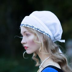 “Renaissance Memories” St. Brigitta’s Cap with embroidery Traditional Fitted Costume Hats And Headpieces, Reference Pose, Megan Hess, Fest Outfits, Medieval Clothing, Fine Linen, Hand Embroidery Patterns, Historical Clothing, Historical Fashion