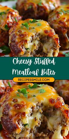 cheesy stuffed meatloaf bites on a plate