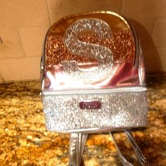 Justice Bling Mini Backpack/Purse With Initial S Nwot Silver School Backpack, Silver Standard School Backpack, Silver Standard Backpack For School, Silver Backpack For Back To School, Trendy Silver Backpack For School, Justice Accessories, Initial S, Mini Backpack Purse, Rainbow Stripes