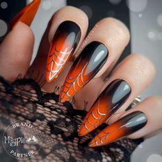 Press on Nails Gothic Press Ons Ombré Nails Orange Ombré - Etsy UK Holloween Nails, Halloween Acrylic Nails, Cute Halloween Nails, Gothic Nails, Goth Nails, Her Nails, Halloween Nail Designs, Halloween Nail