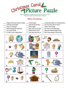 the christmas carol picture puzzle is shown in this image, it's very difficult to find