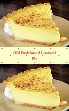 two pictures of an old fashioned custard pie