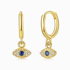 The blue evil eye is the symbol for ultimate protection against the evil eye. These Blue Stone Evil Eye Earrings will guard you against the cursed looks of the envious and malicious people. Add a unique touch to your outfit with this accessory. Blue Evil Eye Dangle Jewelry, Blue Evil Eye Dangle Earrings, Adjustable Gold Evil Eye Earrings, Blue Round Evil Eye Earrings, Evil Eye Hoop Earrings As A Gift, Evil Eye Hoop Earrings Gift, Evil Eye Dangle Hoop Earrings As Gift, Dangle Hoop Earrings With Evil Eye As Gift, Dangle Hoop Earrings With Evil Eye For Gifts