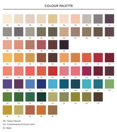 the color palette for an interior paint scheme, with different shades and colors to choose from