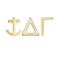 Solid 14k Gold Delta Gamma Earrings by mazi + zo Delta Gamma Anchor, Bid Day Gifts, Sorority Jewelry, Anchor Earrings, Big Little Gifts, Tri Delta, Letter Earrings, Delta Gamma, Greek Letters