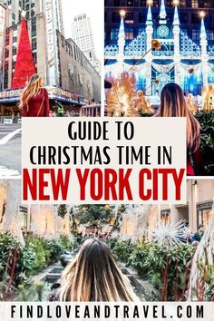 the christmas time in new york city with text overlay