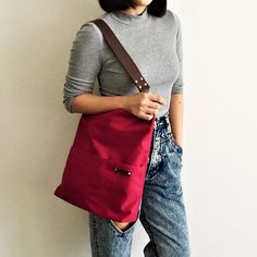 "DARK RED WAXED CANVAS SINGLE STRAP SHOULDER BAG / TOTE BAG WITH GENUINE LEATHER STRAP PRODUCT FEATURE : >> Unisex Sling Bag, Couple Bag, Mother and Daughter Bag, Daddy and Son Bag >> 2 Sizes - LS14 (SMALL) & LS14 (LARGE) >> Come with A 4cm width Shoulder Strap ---- CHOOSE YOUR FAVORITE LEATHER STRAP COLOR TO MATCH YOU BAG AMONG THE 2 COLOR LEATHER AVAILABLE IN OUR STOCK ----- >> ZIPPER CLOSURE >> Antique Brass hardware. >> Lined with Grayish brown cotton Versatile Shoulder Bag With Flat Pocket For Daily Use, Versatile Daily Use Shoulder Bag With Flat Pocket, Red Square Hobo Bag For Everyday, Daily Use Crossbody Shoulder Bag With Flat Pocket, Casual Burgundy Shoulder Bag For Everyday Use, Casual Burgundy Shoulder Bag For Everyday, Casual Everyday Burgundy Shoulder Bag, Shoulder Pouch Bag With Flat Pocket For Daily Use, Everyday Crossbody Bag With Flat Pocket