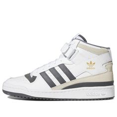 adidas Forum Mid 'White Grey' GW4371 (SNKR/Cozy/Skate/Casual/Wear-resistant) Adidas White Sneakers With Logo, White Adidas Skate Shoes For Light Sports, White Adidas High-top Sneakers, White Adidas Logo High-top Sneakers, White Sporty Adidas High-top Sneakers, Adidas Mid-top Skate Shoes With White Sole, White Adidas High-top Sneakers For Sports, Adidas White Sneakers With Three Stripes, White Adidas Skate Shoes For Sports