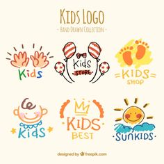 kids's logo collection with hand drawn designs