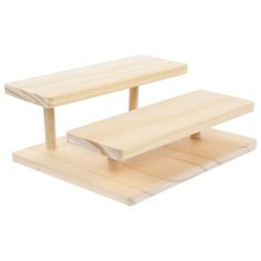 two wooden benches sitting on top of each other