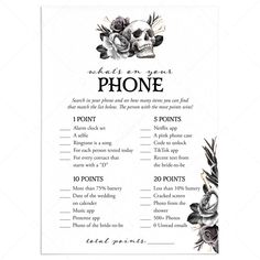 Til Death Do Us Party Bridal Shower Game What's On Your Phone Printable by LittleSizzle Goth Bridal Shower Ideas, Gothic Bridal Shower Ideas, Halloween Wedding Reception, Halloween Bridal Showers, Wedding Party Games, Jordan Wedding, Dark Wedding Theme, Wedding Reception Games, Stationery Ideas