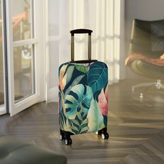 Introducing our Summery Jungle Foliage Luggage Cover, the ultimate travel accessory for wanderlust enthusiasts! Protect your precious luggage from unsightly scratches and scuffs while adding a touch of fabulousness to your travel style. Featuring stunning full-print fine art designs inspired by vibrant watercolor paintings, this luggage cover is a true statement piece. The captivating jungle foliage pattern is printed on both the front and back, ensuring that you'll never mistakenly grab someone Rectangular Luggage With Sleeve For Vacation, Green Travel Cases With Luggage Sleeve, Jungle Foliage, Gold Geometric Pattern, Best Luggage, Vibrant Watercolor, Rainbow Cat, Leather Passport Cover, Luggage Cover