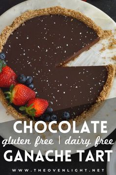 chocolate gluten pre - dairy free ganache tart with strawberries on top