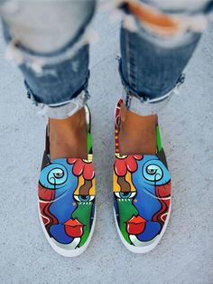 Your friend shared a fashion website for you and give you up to 20% off coupons! Claim it now.【Women Casual Abstract Oil Painting Figure Pattern Hard-wearing Flat Canvas Shoes】 SKU:SKUH28110 https://newchic.app.link/fkHZZwxPdgb Men Ballet, Leopard Ballet Flats, Tenis Vans, Flat Heels, Canvas Flats, Canvas Slip On Shoes, Slides For Women, Women Casual Shoes, Low Heel Boots