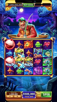 a slot machine with lots of fish on it