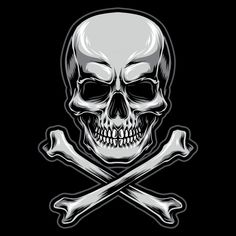 a skull and crossbones on a black background