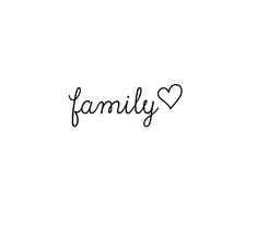 the word family written in cursive writing on a white background with a heart