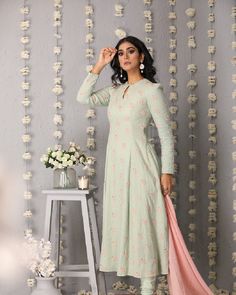 Description: Princess cut anarkali with anchor embroidered flowers all over. Accompanied by churidaar and ombre dupatta with lace all over borderColour Pista GreenFabric ChanderiCare Dry Clean onlyFit Tailored Designer Pista Green Maxi Kurta, Designer Wear Pista Green Maxi Kurta, Anarkali Style Floor-length Pista Green Palazzo Set, Pista Green Maxi-length Kurta With Dupatta, Pista Green Maxi Length Kurta With Dupatta, Pista Green Maxi Kurta With Dupatta, Pista Green Floor-length Palazzo Set With Resham Embroidery, Pista Green Anarkali Set With Chikankari Embroidery, Pista Green Unstitched Floor-length Churidar