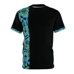 Celebrate roots of African culture with this front and back kente printed t-shirt with bonus sleeve print!  Add it to your Black History, Juneteenth, or traditional garb collection! This shirt was created to be a versatile and stylish companion  -- great for sleek casual dress or polished business fashion.  With its uniquely textured, thick, microfiber-knit fabric, this t-shirt bears a premium, soft feel that remains lightweight and highly breathable - the perfect combo for a hot day or layering. .: Wrinkle-free 100% Polyester .: Regular fit .: Tagless .: Runs true to size .: Assembled in the USA .: USA owned and operated business. Juneteenth, Black History African Print Shirt, Black Heritage, African Wear, African Culture, Wrinkle Free, Print Shirt, Business Fashion, African Print, Fabric Color