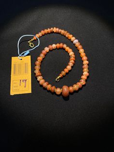 Ancient Indo-Tibetan agate beads necklace very beautiful color and very smooth skin of this agates we provide fast and free shipping to our customers by which can get the items by 7 maximum working days Carnelian Beaded Necklace With Large Beads As Gift, Orange Beads Gems And Cabochons For Gift, Carnelian Jewelry, Carnelian Beads, Agate Beads, Gold Beads, Necklace Designs, Quartz Crystal, Beautiful Colors