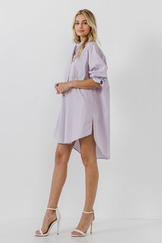 Button Up Mini Dress, Lavender Shirt, Lavender Dress, Workwear Essentials, Button Down Shirt Dress, Collared Dress, Classic Dress, Collar Dress, Perfect Shirt