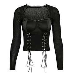 FREE SHIPPING Lace up Knitted Blouses Tops Women Vintage Autumn Mesh Slim Blouse Shirt Long Sleeve White Streetwear Blouse Blusas JKP2114 Gothic Mesh Top For Spring Party, Spring Gothic Party Mesh Top, Spring Party Gothic Mesh Top, Gothic Fitted Top With Sheer Sleeves, Spring Gothic Mesh Top, Gothic Long Sleeve Tops For Spring, Fitted Gothic Top With Sheer Sleeves, Gothic Tops With Sheer Sleeves For Night Out, Fitted Tops With Sheer Sleeves For Winter