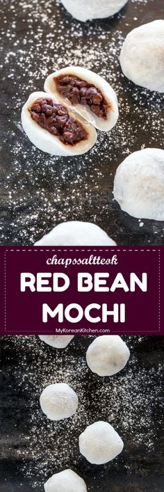 red bean mochi recipe with text overlay