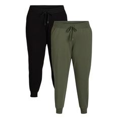 Cozy style is all yours with the Athletic Works' Women's Plus Super Soft Jogger 2 pack Pants. A versatile style, these joggers take you from the studio to the street in effortless fashion. Put on a pair with their easy-going, effortless pull-up design featuring an elasticized waist that moves with you. Complete the look with a matching soft hoodie, sold separately, and fall in love with the coordinated head-to-toe athleisure look. Only available at Walmart. Size: 3X.  Color: Green.  Gender: fema Basic Clothes, Soft Joggers, Plus Size Pajamas, Effortless Fashion, Cozy Style, Easy Style, Comfy Pants, Soft Hoodie, Easy Going