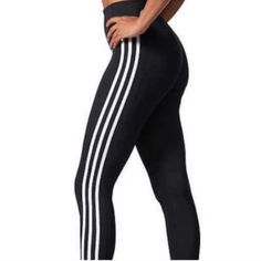 Size Xs New With Tags Same/ Next Day Shipping! Stretch Athleisure Pants With Three Stripes, Black Elastane Leggings For Streetwear, Black Streetwear Leggings, Black Sportswear Elastane Leggings, Black Elastane Sportswear Leggings, Adidas Sporty Stretch Pants, Sporty Stretch Adidas Pants, Athleisure Workout Pants With Three Stripes, Adidas Stretch Training Pants