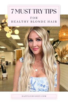 Blonde Bombshell Tips! 7 must-try secrets for keeping your golden locks healthy and vibrant! #happilyhughes #blondehairstyle #longblondehair #haircaretipsforwomen #longhairstyles #mermaidhair #blondehairstyles #LTKhair #LTKfinds #blondehair #hairextension #longhair #ShopLTK #hairessentials