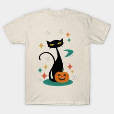 This Mid-Century, retro black cat design is the perfect accessory to your Halloween costume or decor this year! -- Choose from our vast selection of Crewneck and V-Neck T-Shirts to match with your favorite design to make the perfect custom graphic T-Shirt. Pick your favorite: Classic, Relaxed Fit, V-Neck, Tri-Blend, Dolman Extra Soft Tri-Blend, Slouchy V-Neck, Slouchy, Premium, Heavyweight, Curvy, Ringer, and Curvy V-Neck. Customize your color! For men and women. Retro Black T-shirt For Fall, Black Retro T-shirt For Fall, Spooky Black T-shirt With Cat Design, Black Cat Design, Halloween Shirts, Halloween Festival, Black Cat Halloween, Cat T Shirt, Halloween Cat