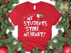 a red t - shirt that says my students stole my heart