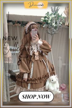 Japanese Gothic Lolita Dress Women Kawaii Bow Bear Lace Blue Dress Long Sleeve Princess Dress Female Cute Sweet Party Vestido Blue Dress Long Sleeve, Long Sleeve Princess Dress, Blue Dress Long, Sweet Party, Bear Outfits, Lace Blue Dress, Dress Long Sleeve, Lolita Dress, Gothic Lolita