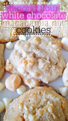 white chocolate macadama nut cookies on a plate