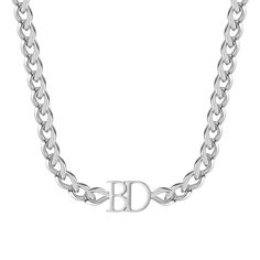 Personalize this cuban chain with your initials or surprise them with a meaningful gift. Elegant Personalized Chain Link Necklace, Elegant Personalized Cuban Link Chain Necklace, Classic Chain Necklace With Initial Pendant, Classic Initial Pendant Necklace With Chain, Classic Initial Pendant Chain Necklace, Classic Silver Initial Pendant Chain Necklace, Classic Silver Chain Necklace With Initial Pendant, Classic Oval Link Personalized Necklace, Classic White Gold Initial Necklace