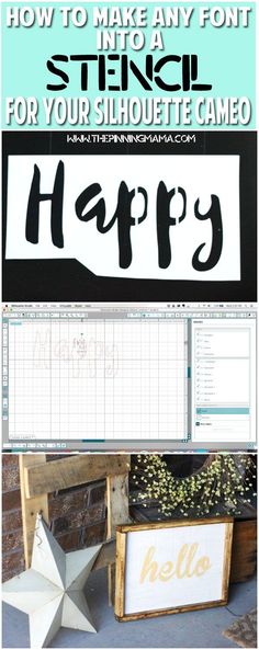 a sign that says how to make any font stencil for your silhouette game
