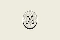 an oval with the letter a in it's center, and dots around it