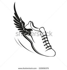 running shoe with wings on white background