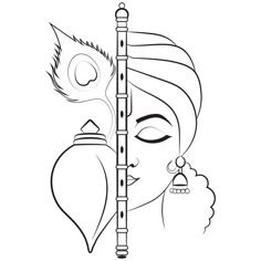 Krishna Line Drawing, Line Drawing Images, Krishna Tattoo, Awesome Drawing Ideas, Pencil Drawing Images, Rangoli Simple, Flower Pattern Drawing, Sketch Images, Easy Mandala Drawing