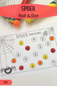 a spider roll and dot game with markers