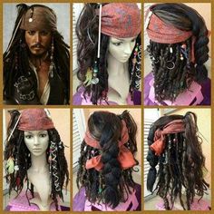 Pirate Hairstyles For Short Hair, Pirate Hairstyles, Female Short Hair, Accessories Cosplay, Pirate Costume Diy