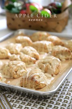 an apple cider scones on a baking sheet