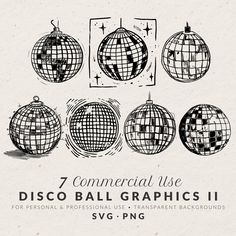 the 7 commercial use disco ball graphics ii for svg - png is shown